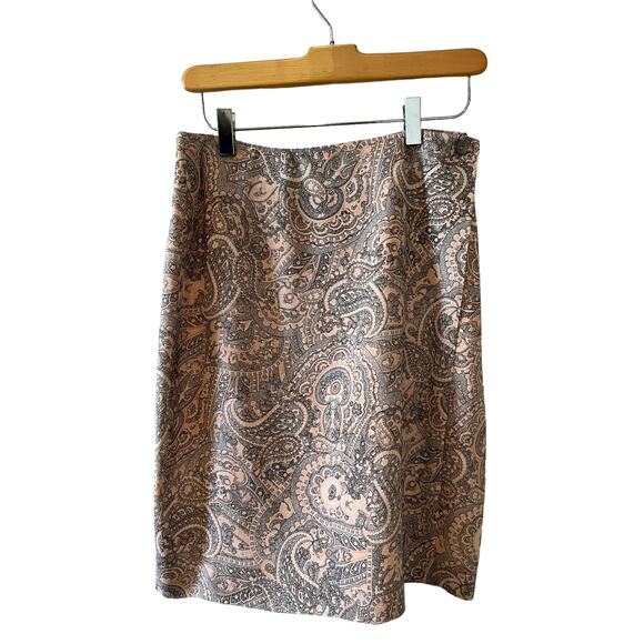 Vintage Y2K Chelsea Campbell Silk Wrap Skirt Pale Pink Paisley Print - Picture 1 of 5